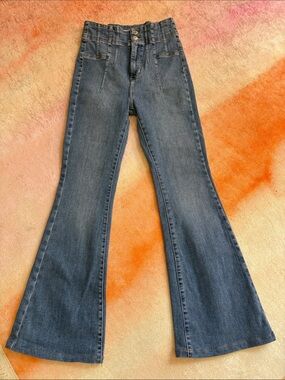Free People High-Rise Flare Jeans in Medium Wash